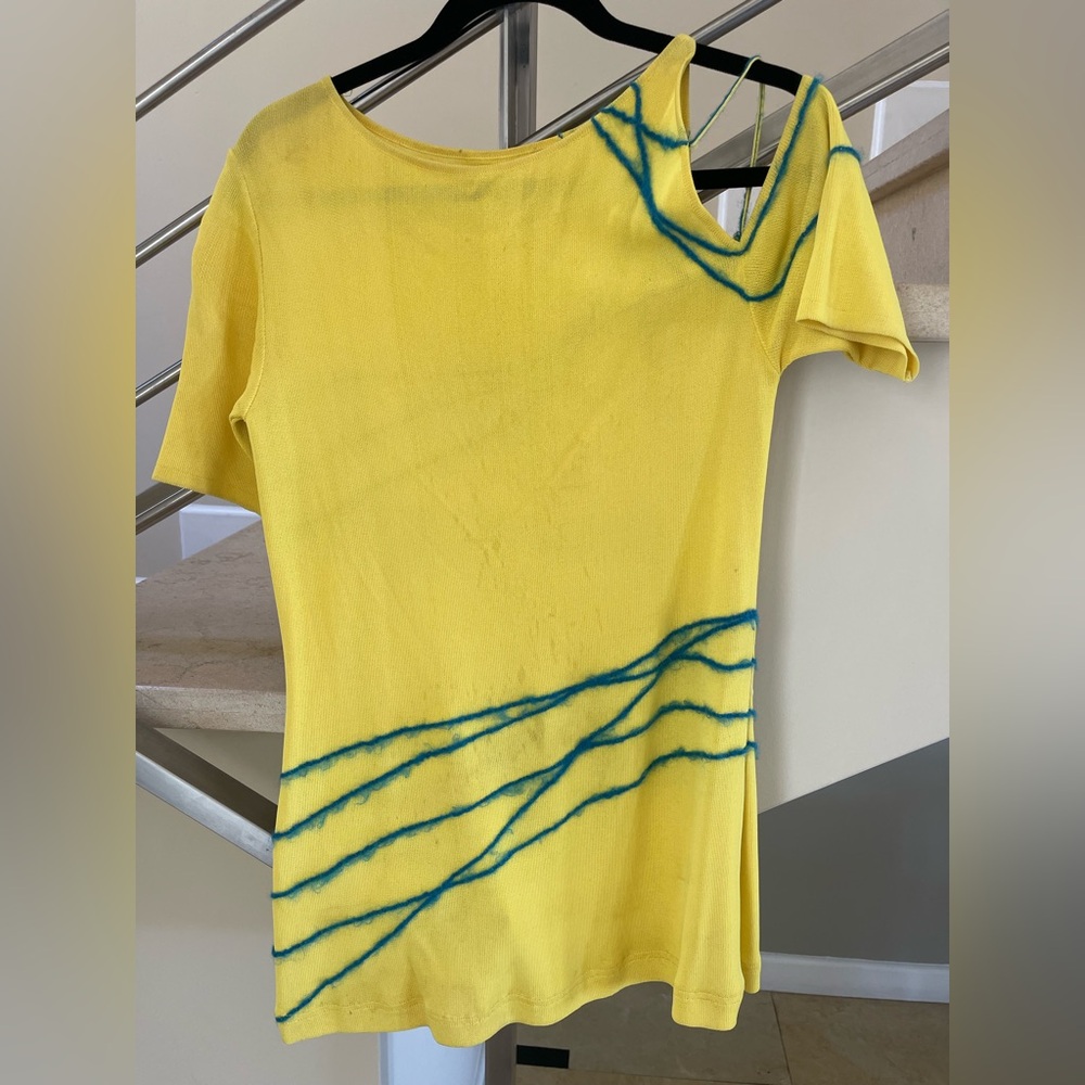 Vintage Yellow and Blue sexy mini dress/top